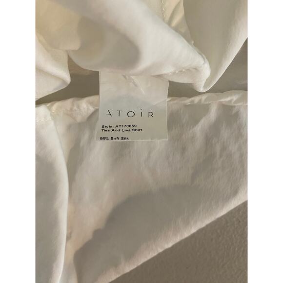 Atoir White Silk Ties & Lies V-neck Architectural Slit Sleeve Blouse Top US 8 - Picture 6 of 8